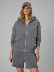 4F Bluza dresowa oversize z kapturem damska - szara L. Szare bluzy damskie 4F, l, bez wzorów, z dresówki. Za 199.99 zł.