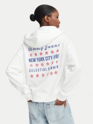 Tommy Jeans Bluza Star Novelty DW0DW23484 Biały Boxy Fit. Białe bluzy damskie Tommy Jeans, m, bez wzorów, z bawełny, bez kaptura. Za 489.99 zł.