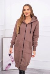 Bluza ocieplana długa z kapturem mocca. Bluzy damskie KESI, l, bez wzorów, z bawełny, z kapturem. Za 313.67 zł.