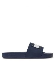 Tommy Jeans Klapki Flag Pool Sld Ess EN0EN02115 Granatowy. Niebieskie klapki damskie Tommy Jeans, bez wzorów, z jeansu, bez obcasa, bez zapięcia. Za 179.99 zł.