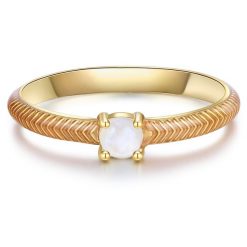 Glanzstücke München Srebrny pierścionek srebro wysokiej próby Kamień księżycowy żółte złoto Pierścionki 1 ct Damski. Szare pierścionki damskie Glanzstücke München, z kamieniem księżycowym, srebrne. Za 139.99 zł.