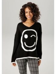 Aniston Sweter w kolorze czarnym rozmiar: 44. Czarne swetry klasyczne damskie Aniston, bez kołnierzyka. Za 56.99 zł.