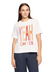 CARTOON Koszulka w kolorze białym rozmiar: 42. Białe bluzki damskie Cartoon, bez wzorów, z bawełny, bez kołnierzyka, bez ramiączek. Za 60.99 zł.