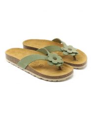Mandel Skórzane japonki "Lene" w kolorze zielonym rozmiar: 38. Zielone klapki damskie Mandel, z aplikacjami, ze skóry, bez obcasa, bez zapięcia. Za 130.99 zł.