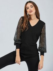 Milan Kiss Bluzka w kolorze czarnym rozmiar: XL. Czarne bluzki damskie Milan Kiss, xl, bez wzorów, bez kołnierzyka, bez ramiączek. Za 105.38 zł.