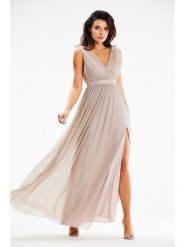 Awama Sukienka w kolorze beżowym rozmiar: S. Brązowe sukienki damskie Awama, bez wzorów, bez ramiączek. Za 331.95 zł.