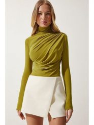 Happiness Istanbul Koszulka w kolorze zielonym rozmiar: 38. Zielone koszulki damskie Happiness Istanbul, bez wzorów, bez kołnierzyka, bez ramiączek. Za 56.99 zł.