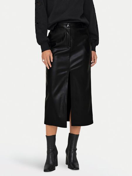 ONLY Spódnica z imitacji skóry Heidi 15322539 Czarny Regular Fit. Czarne spódnice damskie Only, m, bez wzorów, ze skóry. Za 199.99 zł.