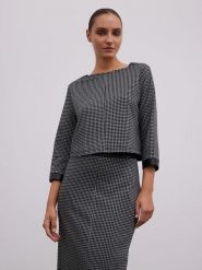 BGN Bluzka w kolorze czarno-szarym rozmiar: 40. Czarne bluzki damskie BGN, bez wzorów, bez kołnierzyka, bez ramiączek. Za 108.74 zł.