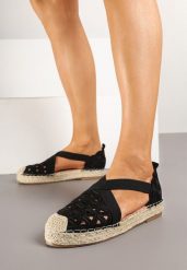 Czarne Ażurowe Espadryle na Podeszwie z Plecionki Amedeon. Czarne espadryle damskie Born2be, z aplikacjami, bez obcasa. Za 84.99 zł.