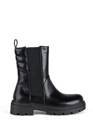 Musk Botki w kolorze czarnym rozmiar: 40. Czarne botki damskie MUSK, z materiału, z okrągłym noskiem, bez obcasa, bez zapięcia. Za 132.67 zł.