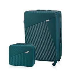 Walizka L i duży kuferek BETLEWSKI Zielony ZEST BWA-053 ZIEL L. Zielone walizki Betlewski, bez wzorów, z materiału. Za 379.99 zł.