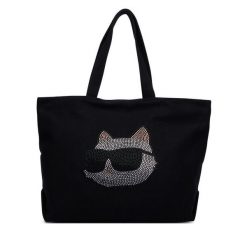 Torebka KARL LAGERFELD. Czarne shopper bag KARL LAGERFELD, bez wzorów, bez dodatków. Za 389.99 zł.