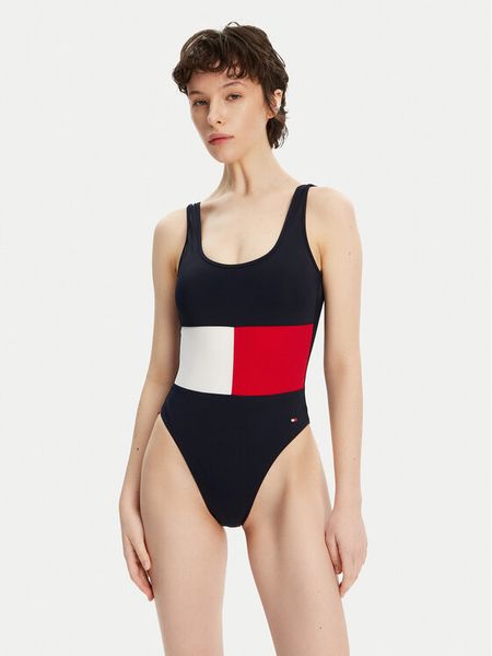 Tommy Hilfiger Strój kąpielowy UW0UW05853 Granatowy. Niebieskie stroje jednoczęściowe Tommy Hilfiger, bez wzorów, z syntetyku. Za 239.99 zł.