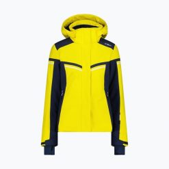 Kurtka narciarska damska CMP 35W0196 Zip Hood. Żółte kurtki sportowe damskie CMP, na zimę, bez wzorów, bez kaptura. Za 769.99 zł.