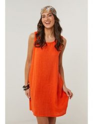 Le Monde du Lin Lniana sukienka w kolorze pomarańczowym rozmiar: 36/38. Pomarańczowe sukienki damskie Le Monde du Lin, bez wzorów, ze lnu, klasyczne, bez ramiączek. Za 113.90 zł.