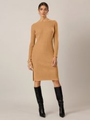 APART Sukienka dzianinowa w kolorze jasnobrązowym rozmiar: 46. Brązowe sukienki damskie Apart, bez wzorów, z dzianiny, bez ramiączek. Za 201.55 zł.