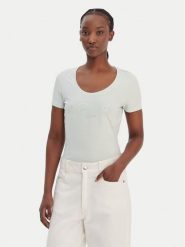 Guess T-Shirt W6GI14 K3033 Zielony Regular Fit. Zielone t-shirty damskie Guess, l, z aplikacjami, z bawełny, bez kołnierzyka. Za 159.99 zł.