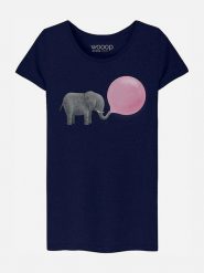 WOOOP Koszulka "Jumbo Bubble Gum" w kolorze granatowym rozmiar: S. Niebieskie bluzki damskie Wooop, s, bez wzorów, z bawełny, bez kołnierzyka, bez ramiączek. Za 87.61 zł.