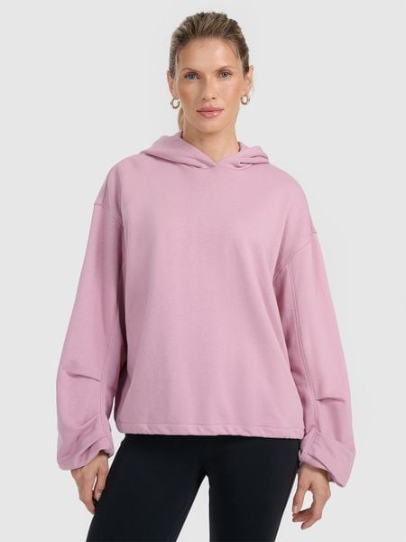 4F Bluza dresowa nierozpinana z kapturem damska - różowa L. Czerwone bluzy damskie 4F, l, bez wzorów, z dresówki, z kapturem. W wyprzedaży za 149.99 zł.