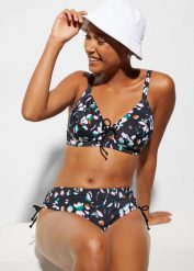 Bikini minimizer (2 części) z wiązanymi troczkami. Czarne bikini bonprix, bez wzorów. Za 129.99 zł.