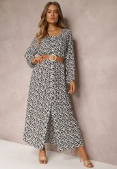 Biało-Czarna Sukienka Hyrathe. Czarne sukienki damskie Renee, z aplikacjami, z tkaniny, eleganckie, bez ramiączek. W wyprzedaży za 63.99 zł.