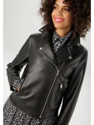 Aniston Kurtka w kolorze czarnym ze skóry syntetycznej rozmiar: 40. Czarne kurtki damskie Aniston, bez wzorów, ze skóry, bez kaptura. Za 109.26 zł.