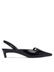 Tommy Hilfiger Czółenka Th Buckle Kitten Slingback Pump FW0FW09384 Czarny. Czarne czółenka damskie Tommy Hilfiger, bez wzorów, ze skóry, bez obcasa. Za 569.99 zł.