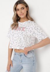 Biały Bawełniany T-shirt Oversize w Kwiatowy Print o Krótkim Fasonie Daelinn. Białe t-shirty damskie Born2be, l, bez wzorów, z bawełny, bez kołnierzyka. Za 29.99 zł.