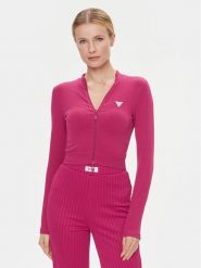 Guess Bluza V4RP01 Z3CC0 Różowy Slim Fit. Czerwone bluzy damskie Guess, l, z aplikacjami, z syntetyku, bez kaptura. Za 169.99 zł.