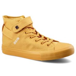 Żółte Trampki Big Star Damskie Obuwie Na Rzep. Żółte trampki damskie Big Star, z aplikacjami, z gumy, bez zapięcia. Za 85.00 zł.