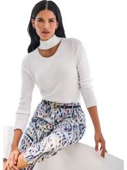 Heine Sweter w kolorze białym rozmiar: 38. Białe swetry klasyczne damskie Heine, prążkowane, bez kołnierzyka. Za 78.99 zł.