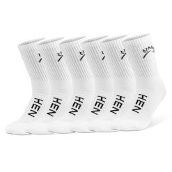 Everyday – półwysokie – skarpety sportowe – białe – zestaw 6 par. Białe skarpetki damskie HEN SPORTSGEAR, bez wzorów, z bawełny. Za 139.00 zł.