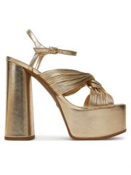 MICHAEL Michael Kors Sandały Alessia 40S5ASHS1M Złoty. Żółte sandały damskie MICHAEL Michael Kors, bez wzorów, ze skóry, bez obcasa, na słupku, bez zapięcia. Za 809.99 zł.