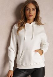 Biała Bluza Kangurka z Polarem Monei. Białe bluzy damskie Renee, xl, bez wzorów, z dzianiny. Za 39.99 zł.