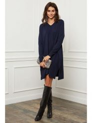 Joséfine Sukienka dzianinowa "Farel" w kolorze granatowym rozmiar: L. Niebieskie sukienki damskie Joséfine, bez wzorów, z dzianiny, bez ramiączek. Za 237.45 zł.