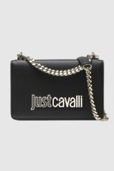 JUST CAVALLI Czarna torebka Range Metal Lettering. Czarne torebki klasyczne damskie Just Cavalli, z materiału, bez dodatków. W wyprzedaży za 399.99 zł.