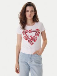 Guess T-Shirt W6RI23 J1314 Różowy Regular Fit. Czerwone t-shirty damskie Guess, s, z aplikacjami, z bawełny, bez kołnierzyka. Za 199.99 zł.
