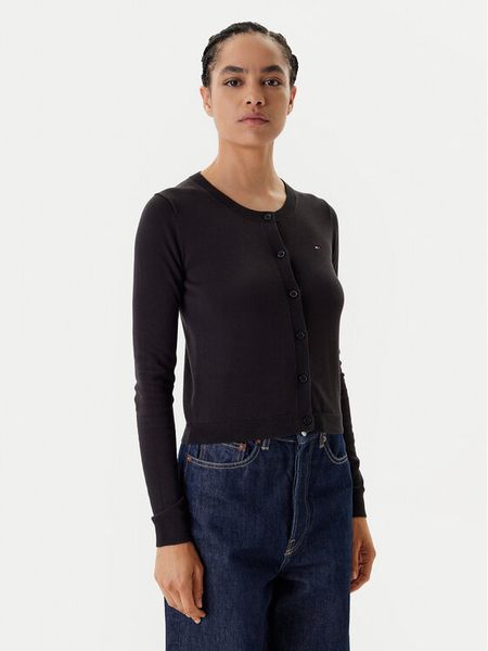 Tommy Jeans Kardigan Essential DW0DW20976 Czarny Regular Fit. Czarne kardigany damskie Tommy Jeans, m, bez wzorów, z bawełny. Za 252.99 zł.