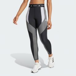 Legginsy Techfit 7/8 Colorblock. Brązowe legginsy damskie Adidas, xs, bez wzorów, z materiału. Za 203.25 zł.