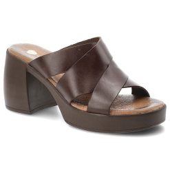 Klapki damskie Armodo, cholewka ze skóry naturalnej z szerokimi krzyżującymi się paskami obcas typu klocek oraz platforma, brązowe, 40524. Brązowe klapki damskie Armodo, bez wzorów, ze skóry, bez obcasa, na obcasie, bez zapięcia. Za 289.00 zł.