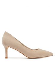 DeeZee Szpilki BK-0807 Beżowy. Brązowe szpilki damskie DeeZee, bez wzorów, ze skóry, bez obcasa, na szpilce, bez zapięcia. Za 119.99 zł.