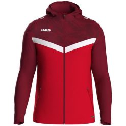Bluza dresowa z kapturem zapinana na zamek Jako Iconic. Czerwone bluzy damskie JAKO, xl, bez wzorów, z dresówki, z kapturem. Za 350.00 zł.