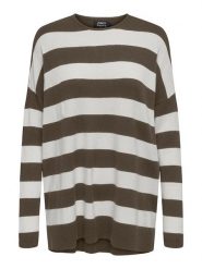 ONLY Sweter w kolorze kremowo-ciemnobrązowym rozmiar: S. Brązowe swetry klasyczne damskie Only, s, bez kołnierzyka. Za 56.93 zł.
