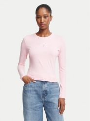 Tommy Jeans Bluzka Classic Logo DW0DW23248 Różowy jasny Slim Fit. Czerwone bluzki damskie Tommy Jeans, s, bez wzorów, z bawełny, bez kołnierzyka, bez ramiączek. Za 154.99 zł.
