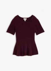 Wełniany sweter z baskinką. Białe swetry klasyczne damskie bonprix, z materiału, bez kołnierzyka. Za 219.99 zł.