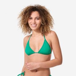 Góra kostiumu kąpielowego surfingowego damska Olaian Mae. Czerwone bikini OLAIAN, bez wzorów, z elastanu. Za 19.99 zł.