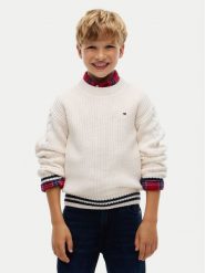 Tommy Hilfiger Sweter KB0KB10629 Kremowy Regular Fit. Białe swetry chłopięce Tommy Hilfiger, bez kołnierzyka. Za 329.99 zł.