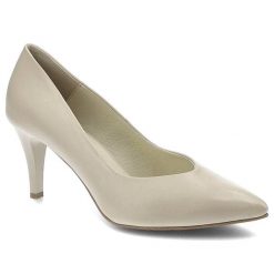 Beżowe Czółenka Clasicco Eleganckie Skórzane Buty. Brązowe czółenka damskie Clasicco, bez wzorów, ze skóry, bez obcasa, na obcasie. Za 322.99 zł.