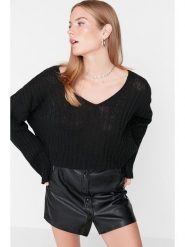 Trendyol Sweter w kolorze czarnym rozmiar: L. Czarne swetry klasyczne damskie Trendyol, l, z wełny, bez kołnierzyka. Za 56.99 zł.